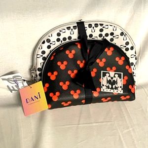 DISNEY DANI COSMETIC BAG SET.   MICKEY Mouse.  2 bags Black and Red and B/W